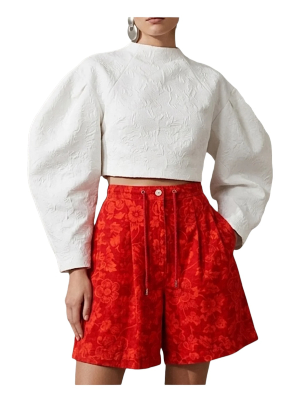 Vintage 90s Lauren Ralph Lauren red floral print mid thigh cotton shorts 6 - Picture 1 of 10